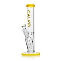 Glasbong CALVO Straight Tube Premium, gelb, 25 cm, 14 mm Schliff