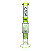 Glasbong CALVO Straight Tube Tree Perc, grün, 42 cm, 14 mm Schliff